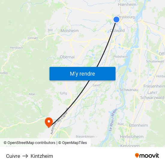 Cuivre to Kintzheim map