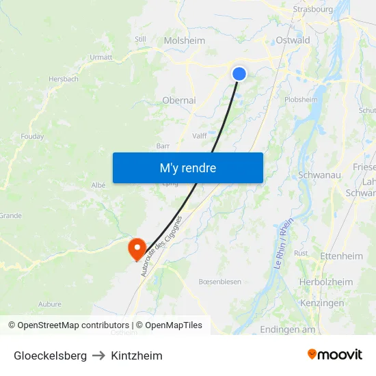Gloeckelsberg to Kintzheim map