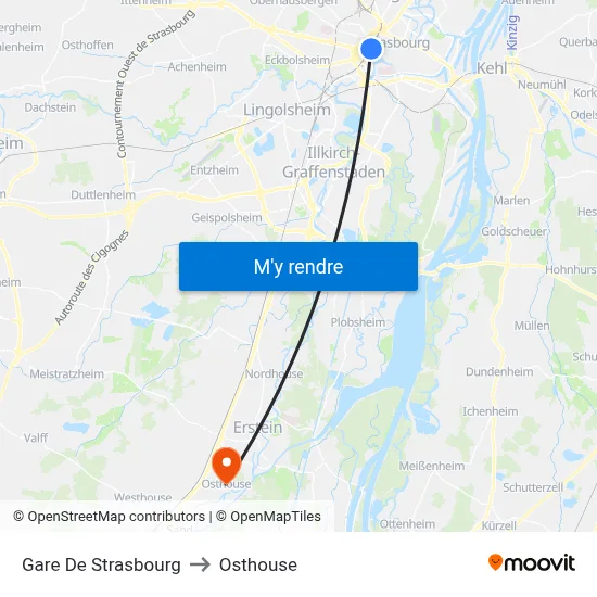 Gare De Strasbourg to Osthouse map