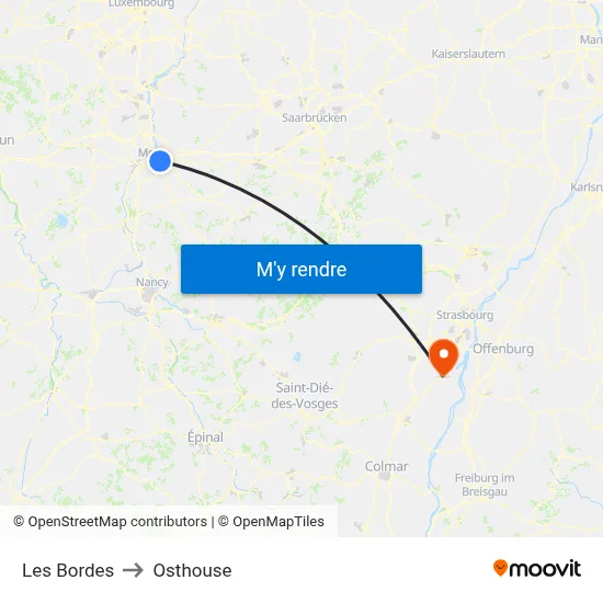 Les Bordes to Osthouse map