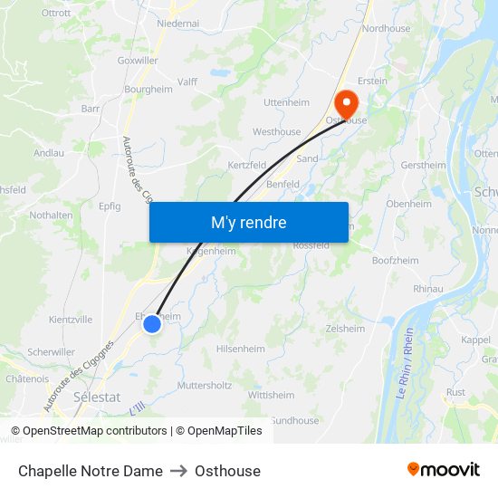 Chapelle Notre Dame to Osthouse map