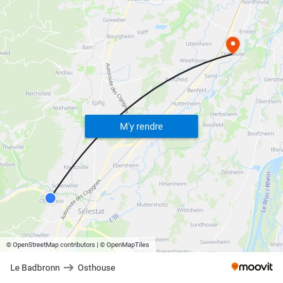 Le Badbronn to Osthouse map
