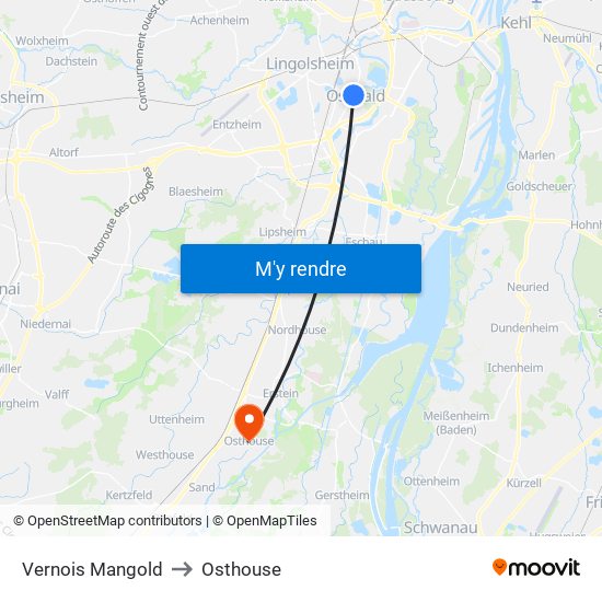 Vernois Mangold to Osthouse map