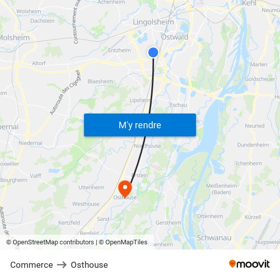 Commerce to Osthouse map