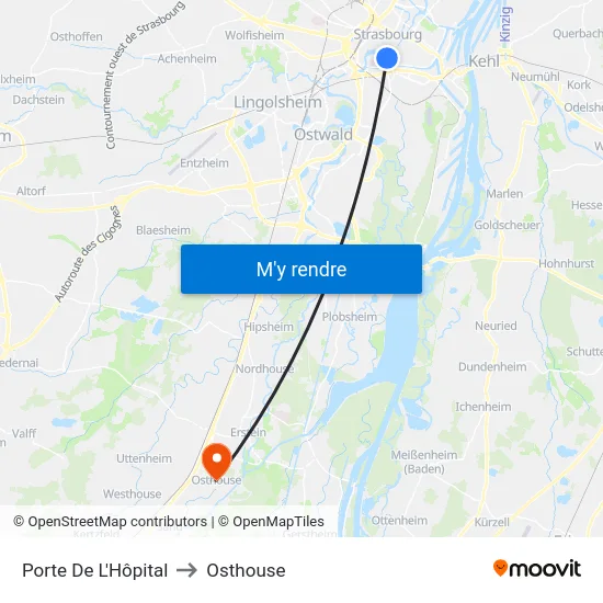 Porte De L'Hôpital to Osthouse map