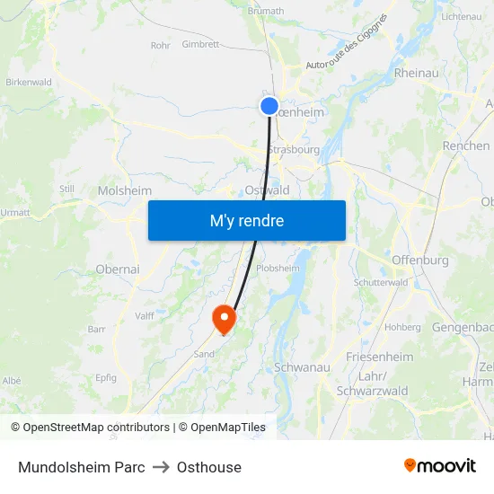 Mundolsheim Parc to Osthouse map