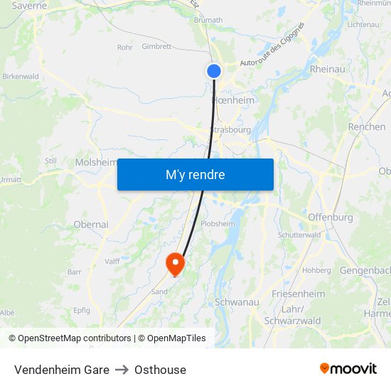 Vendenheim Gare to Osthouse map
