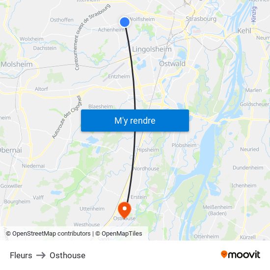 Fleurs to Osthouse map