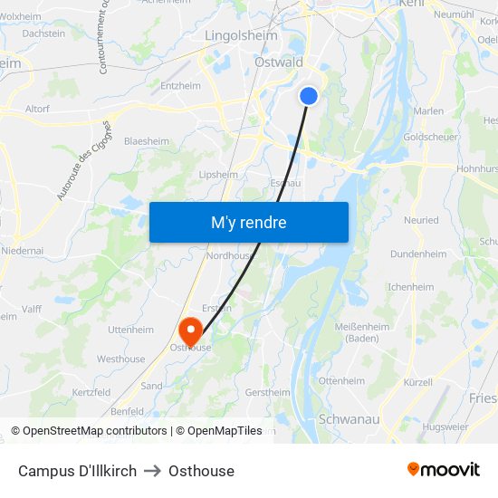 Campus D'Illkirch to Osthouse map