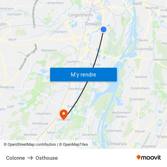 Colonne to Osthouse map