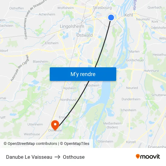Danube Le Vaisseau to Osthouse map