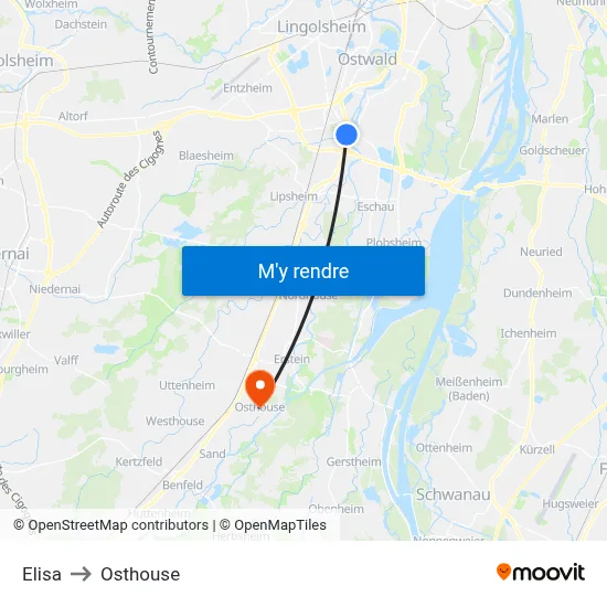 Elisa to Osthouse map