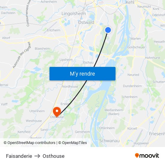 Faisanderie to Osthouse map