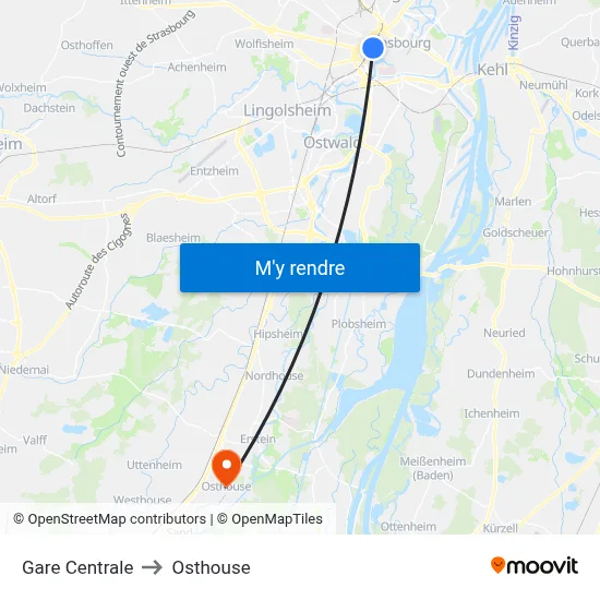 Gare Centrale to Osthouse map