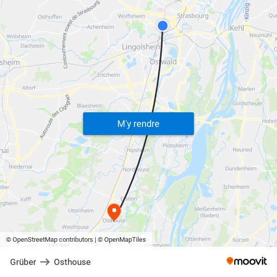 Grüber to Osthouse map