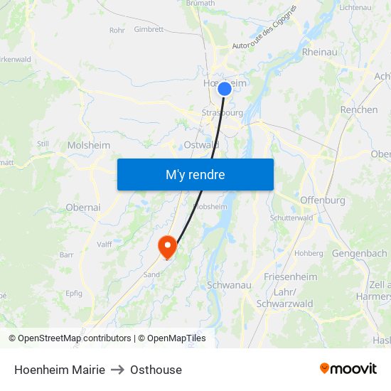 Hoenheim Mairie to Osthouse map