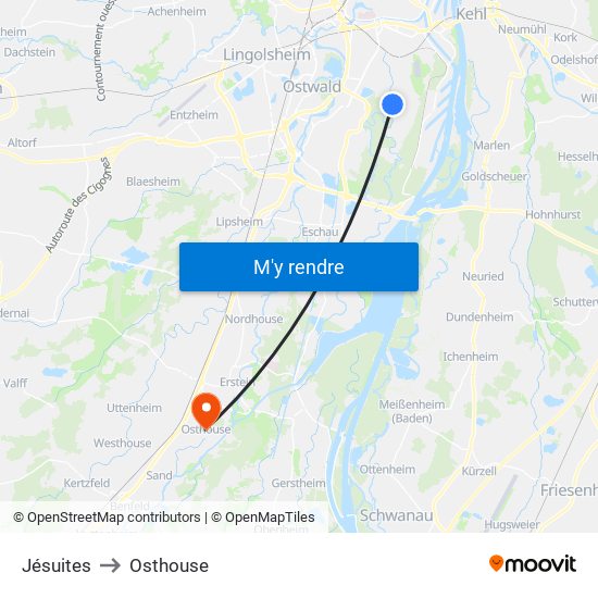 Jésuites to Osthouse map