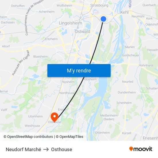 Neudorf Marché to Osthouse map