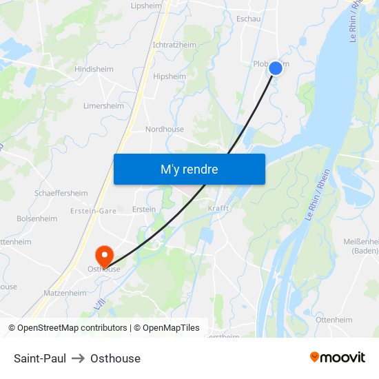 Saint-Paul to Osthouse map