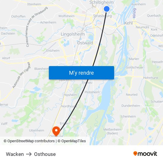 Wacken to Osthouse map