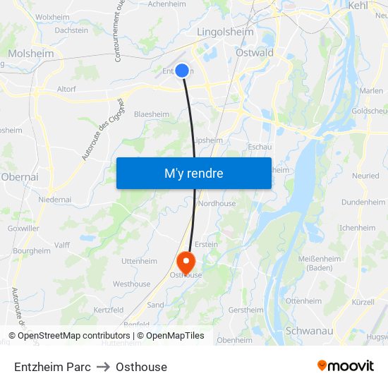 Entzheim Parc to Osthouse map