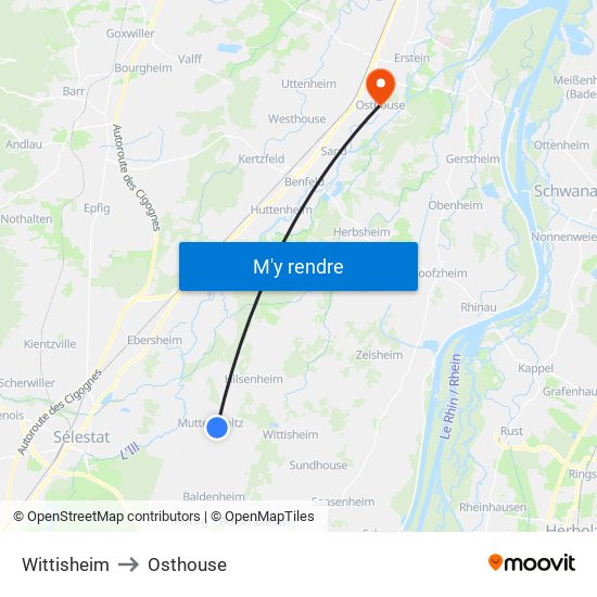 Wittisheim to Osthouse map
