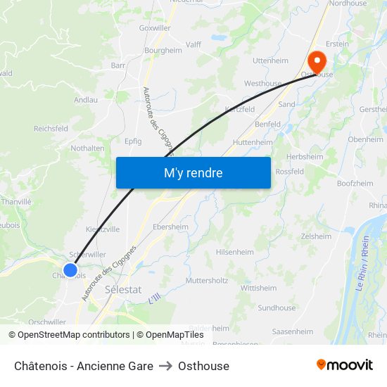 Châtenois - Ancienne Gare to Osthouse map