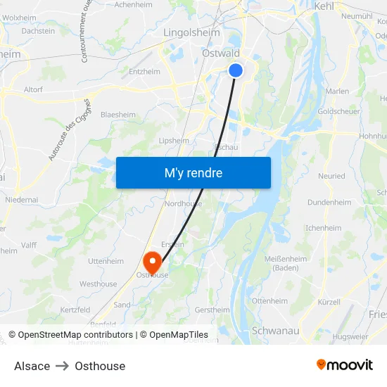 Alsace to Osthouse map