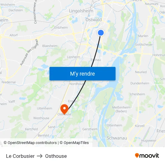 Le Corbusier to Osthouse map
