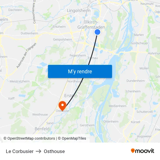 Le Corbusier to Osthouse map