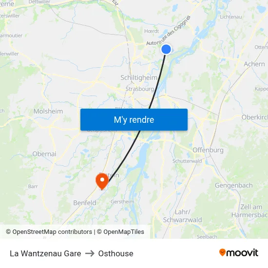 La Wantzenau Gare to Osthouse map