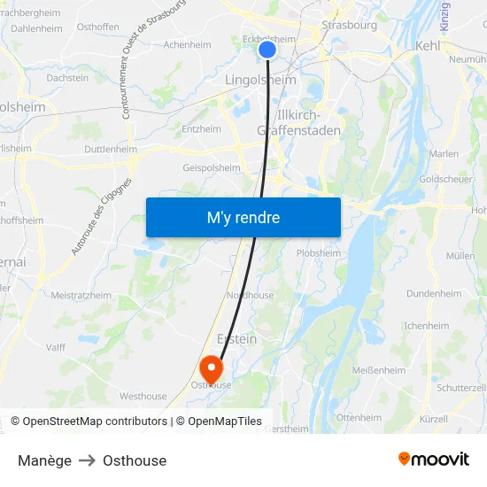 Manège to Osthouse map