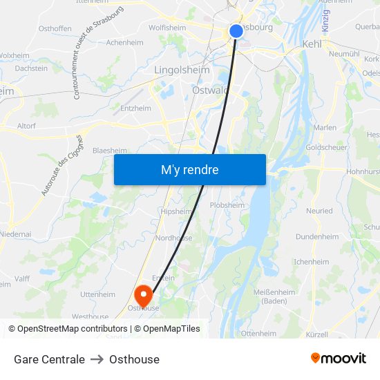 Gare Centrale to Osthouse map