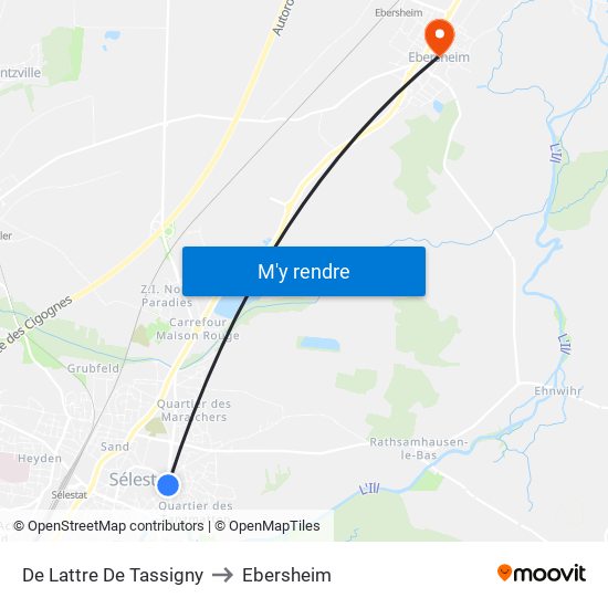 De Lattre De Tassigny to Ebersheim map