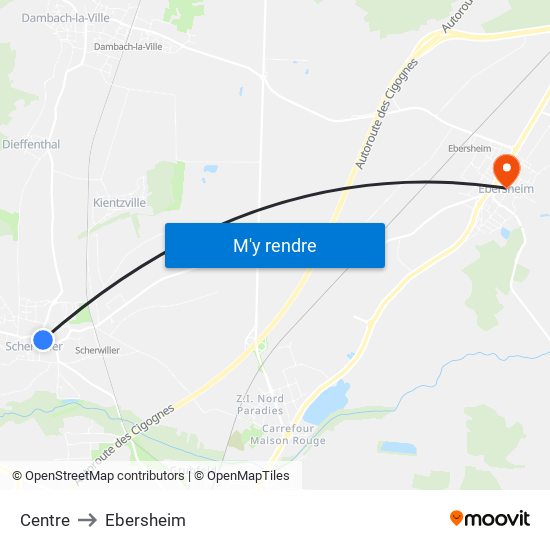 Centre to Ebersheim map