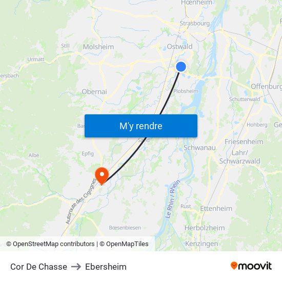 Cor De Chasse to Ebersheim map