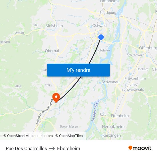 Rue Des Charmilles to Ebersheim map