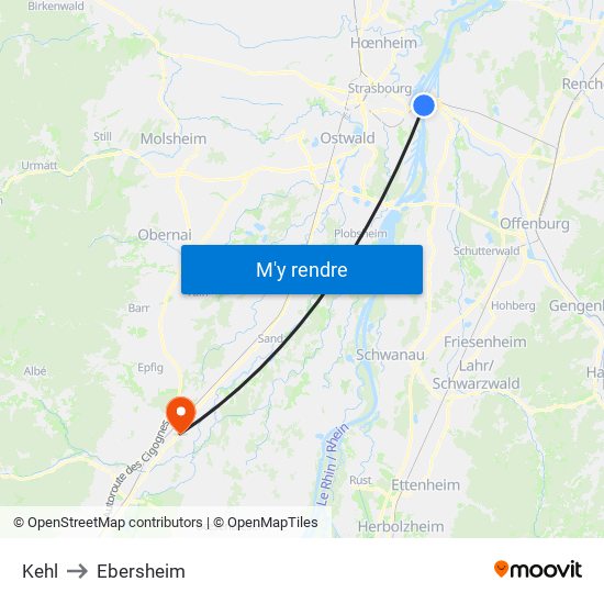 Kehl to Ebersheim map