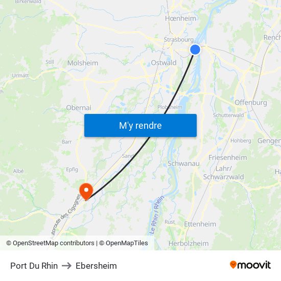 Port Du Rhin to Ebersheim map