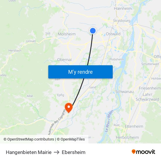 Hangenbieten Mairie to Ebersheim map