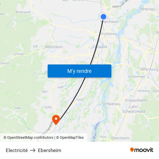 Electricité to Ebersheim map