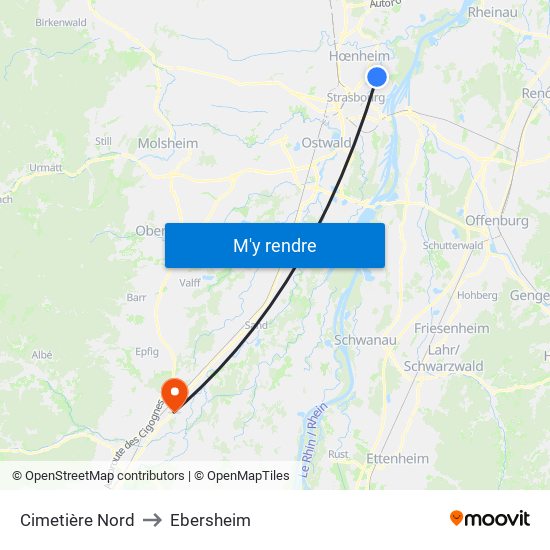 Cimetière Nord to Ebersheim map