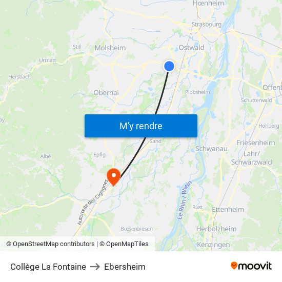 Collège La Fontaine to Ebersheim map