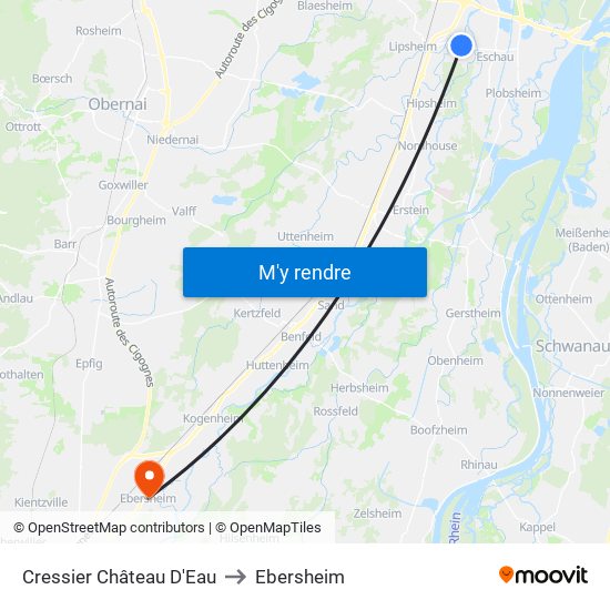 Cressier Château D'Eau to Ebersheim map