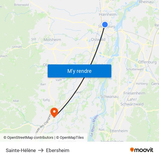 Sainte-Hélène to Ebersheim map