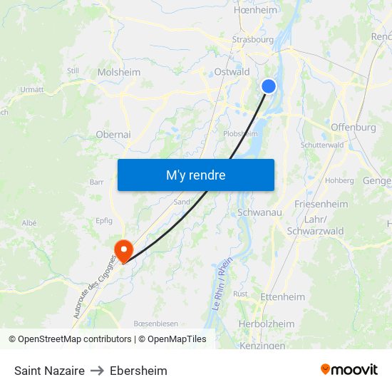 Saint Nazaire to Ebersheim map