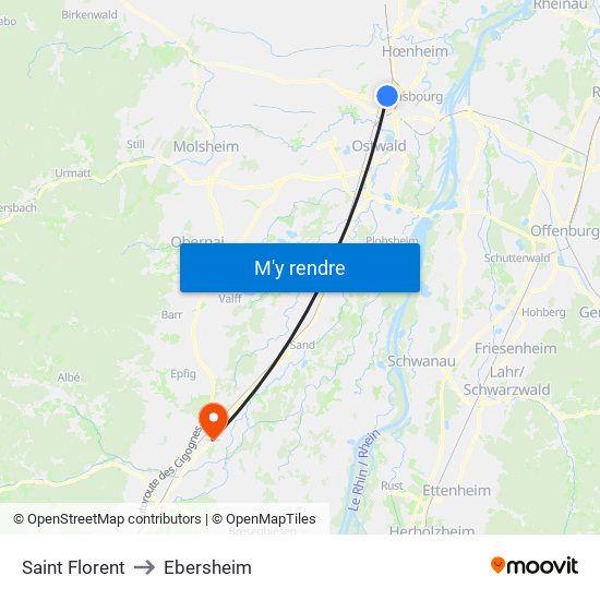 Saint Florent to Ebersheim map