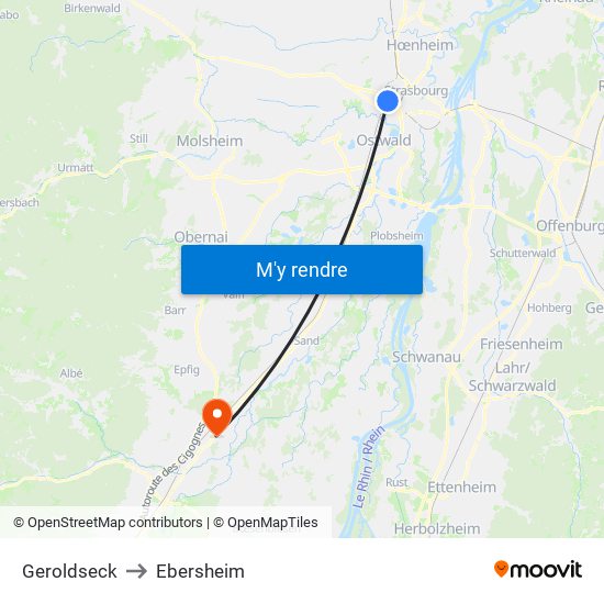 Geroldseck to Ebersheim map