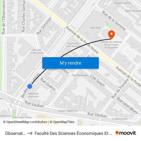 Observatoire to Faculté Des Sciences Économiques Et De Gestion map