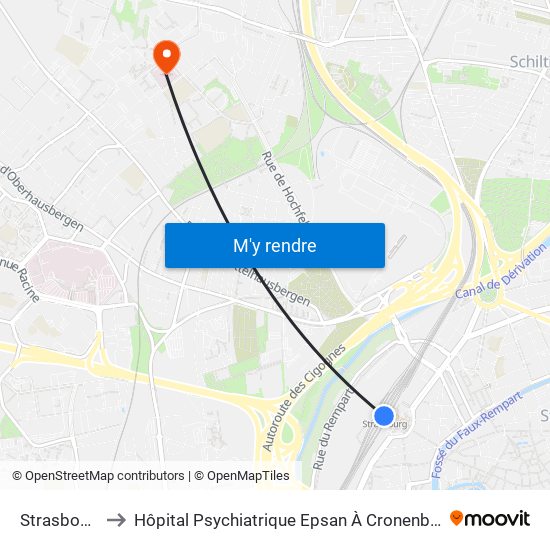 Strasbourg to Hôpital Psychiatrique Epsan À Cronenbourg map